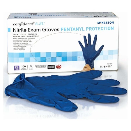 Mckesson Confiderm 6.8C, Disposable Gloves, Nitrile, Powder-Free, XL, 1000 PK, Blue 14-6N68C